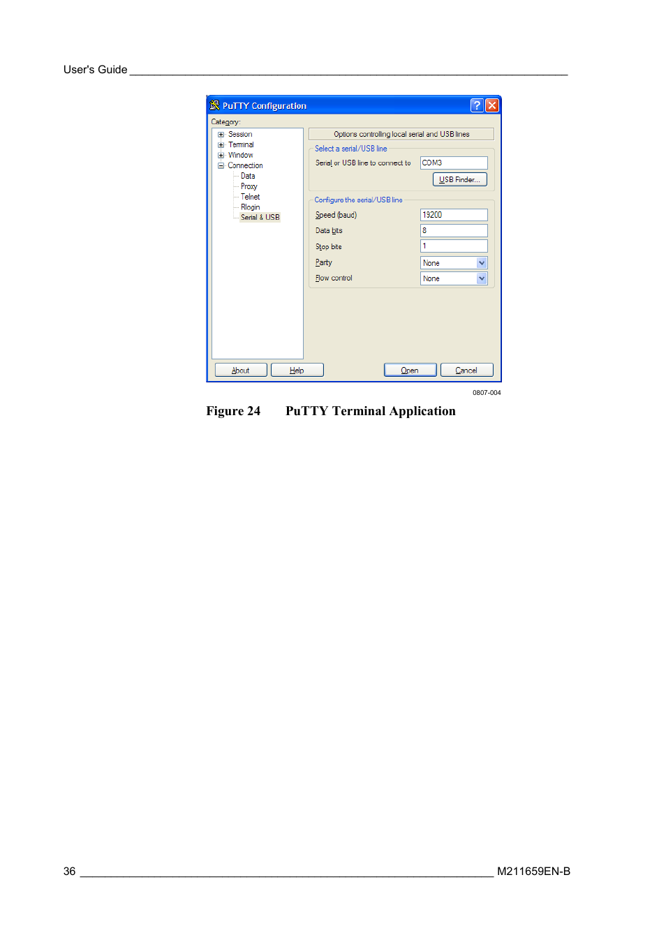 Figure 24, Putty terminal application, Figure 24 putty terminal application | Vaisala GMW90 User Manual | Page 38 / 101