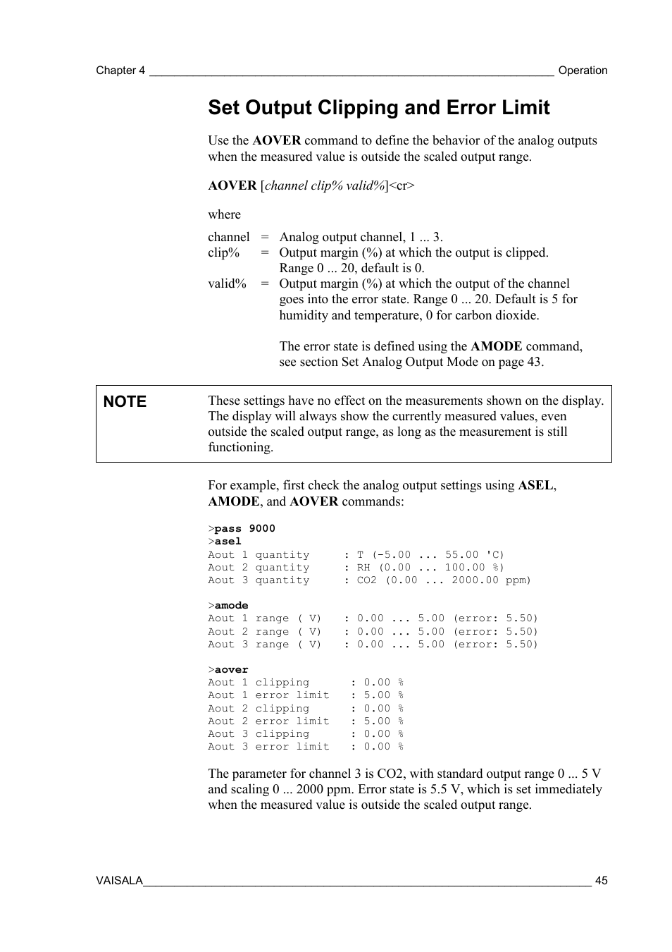 Set output clipping and error limit | Vaisala GMW90 User Manual | Page 47 / 101