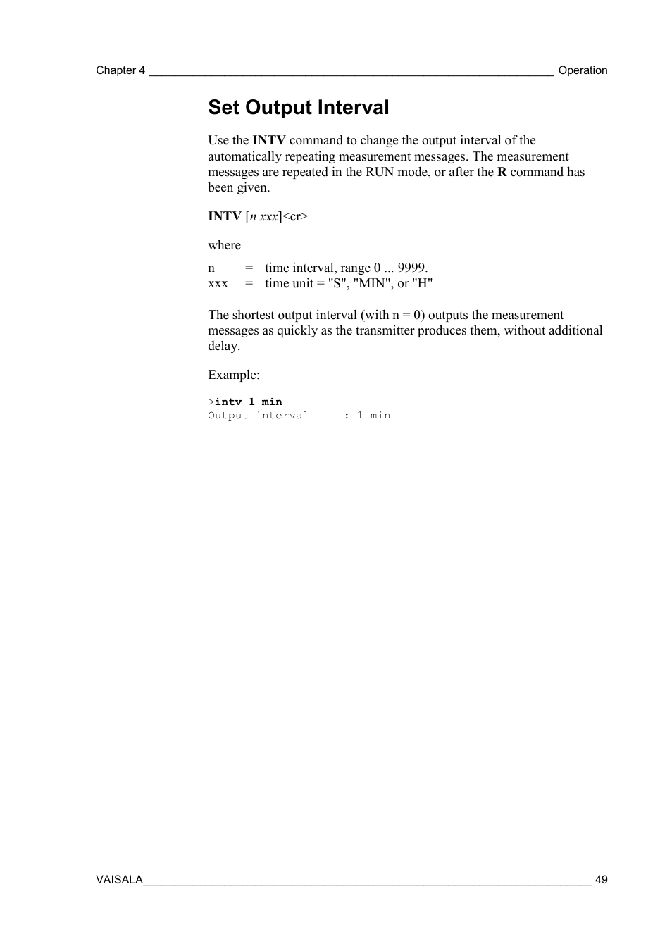 Set output interval | Vaisala GMW90 User Manual | Page 51 / 101