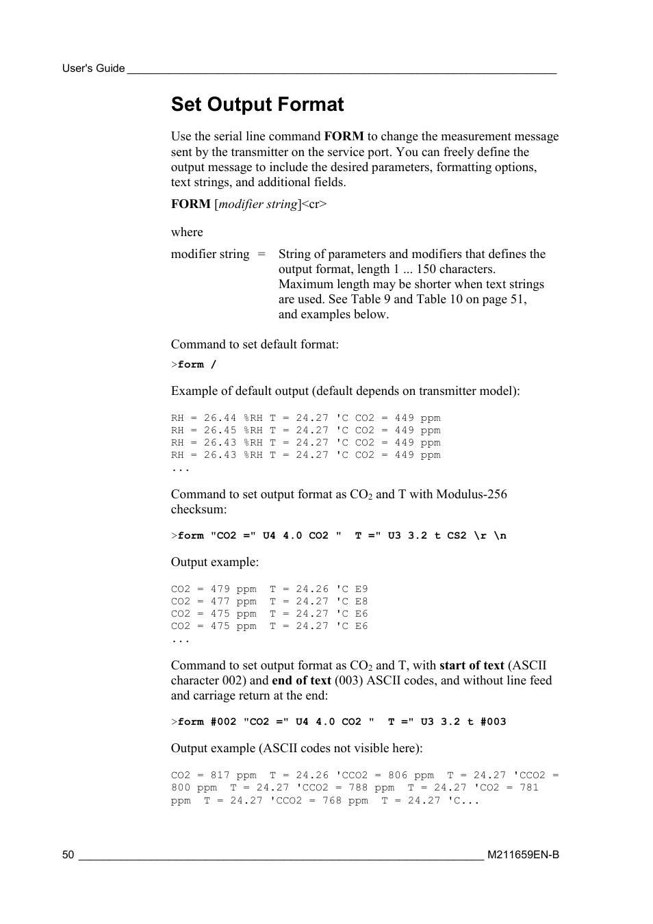 Set output format | Vaisala GMW90 User Manual | Page 52 / 101