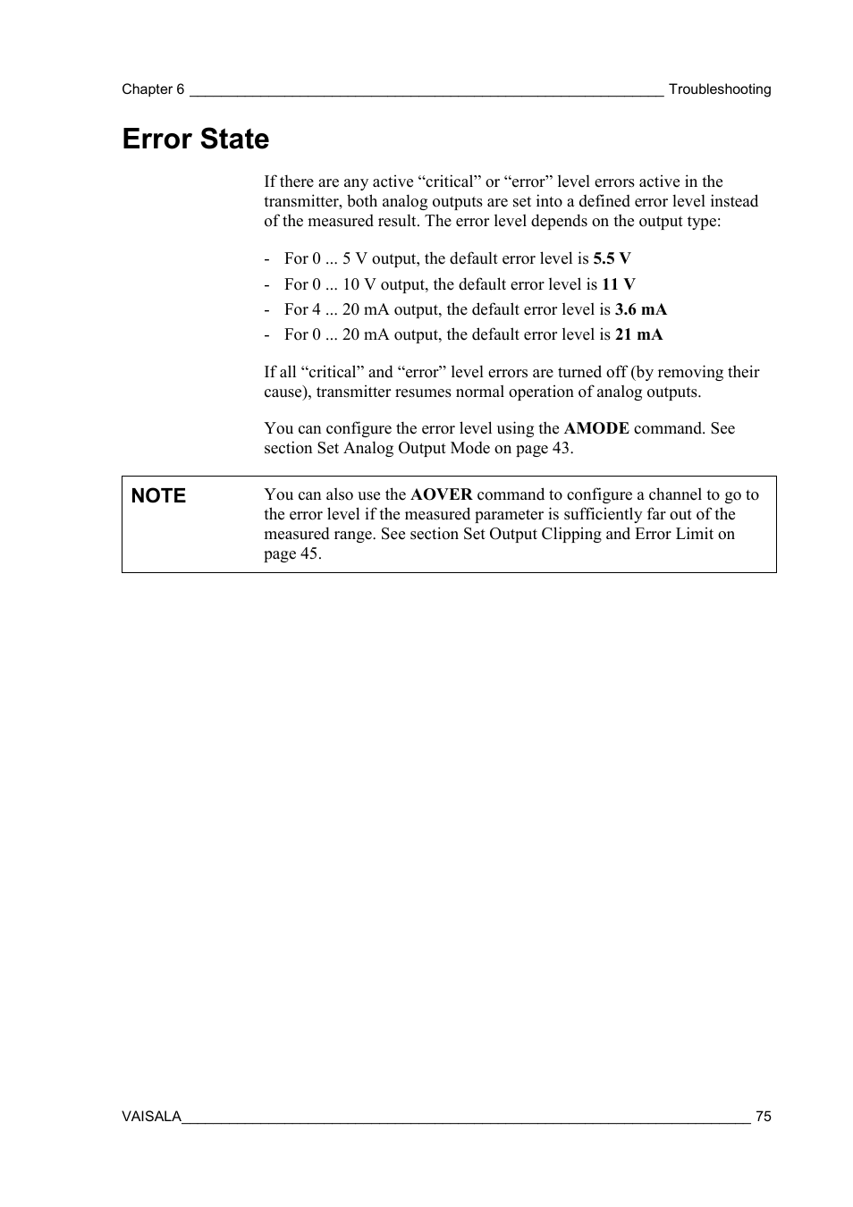 Error state | Vaisala GMW90 User Manual | Page 77 / 101