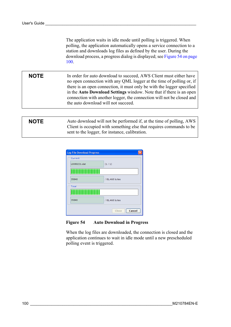 Figure 54, Auto download in progress | Vaisala Hydromet Data Collection Platform User Manual | Page 102 / 160