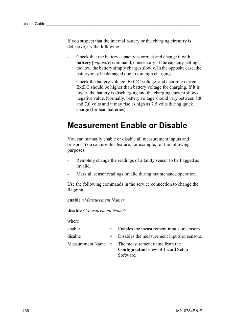 Measurement enable or disable | Vaisala Hydromet Data Collection Platform User Manual | Page 138 / 160