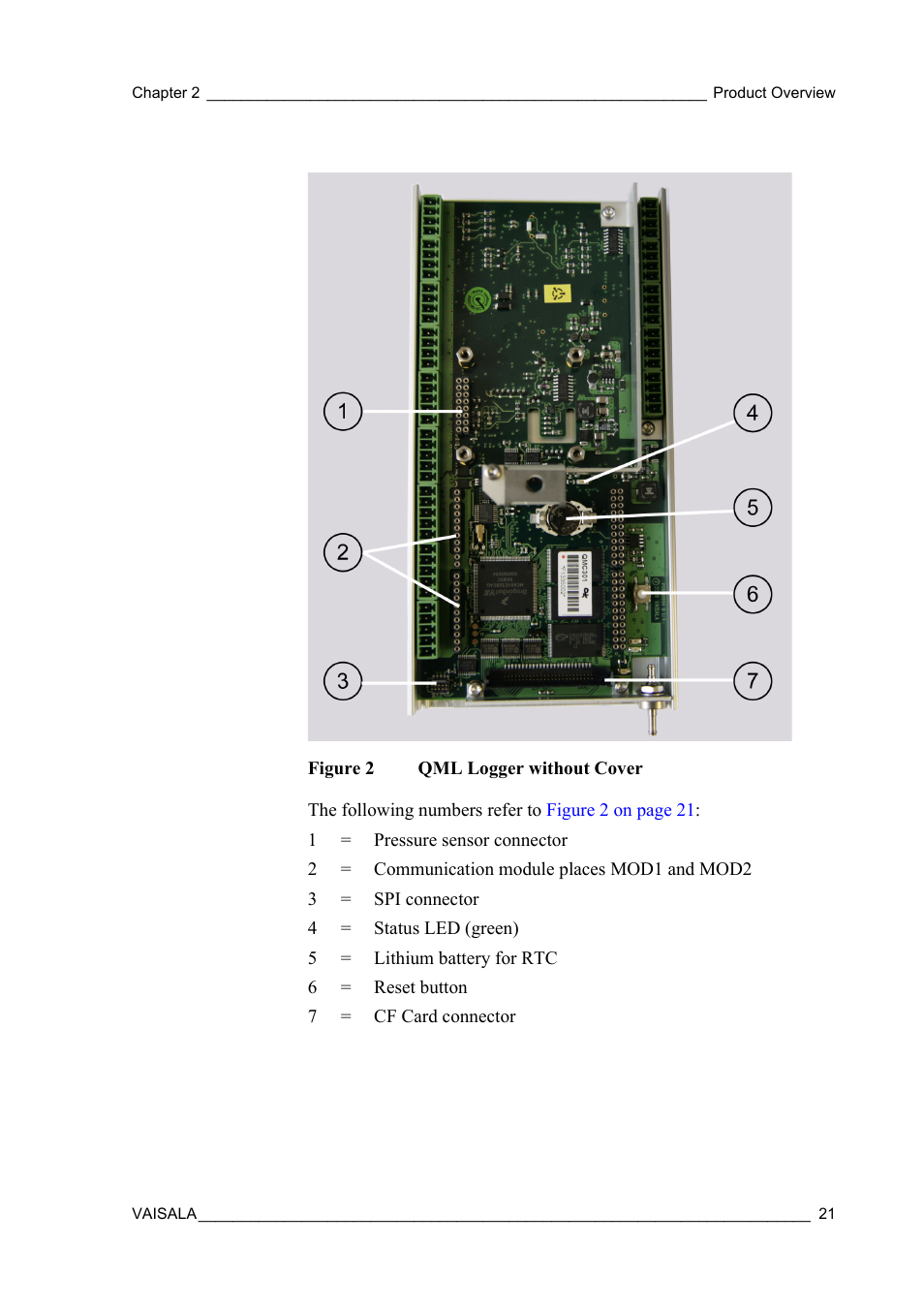 Figure 2, Qml logger without cover | Vaisala Hydromet Data Collection Platform User Manual | Page 23 / 160