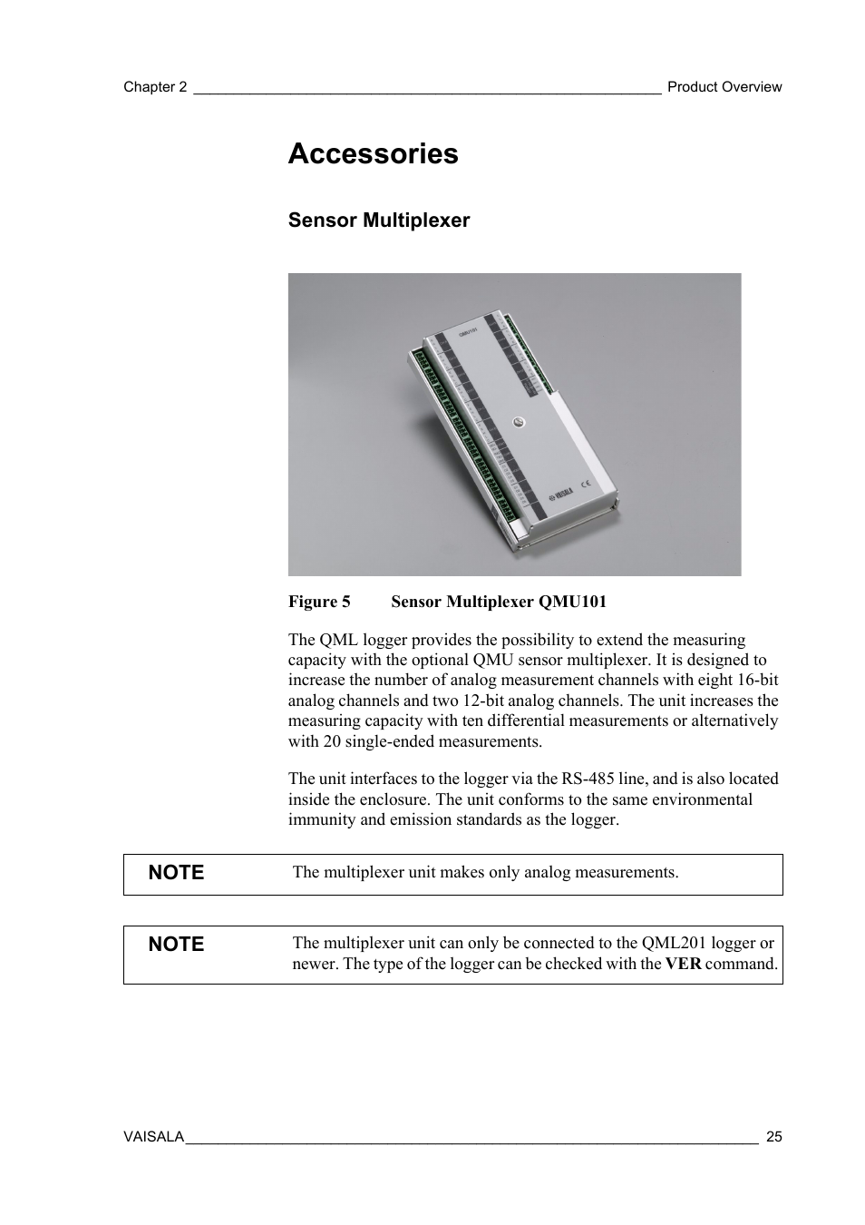 Accessories, Sensor multiplexer, Figure 5 | Sensor multiplexer qmu101 | Vaisala Hydromet Data Collection Platform User Manual | Page 27 / 160