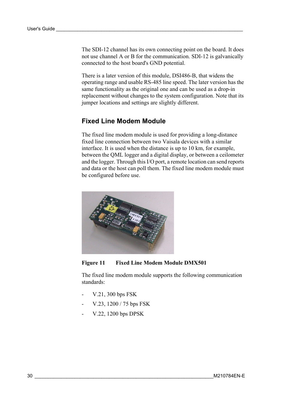 Fixed line modem module, Figure 11, Fixed line modem module dmx501 | Vaisala Hydromet Data Collection Platform User Manual | Page 32 / 160