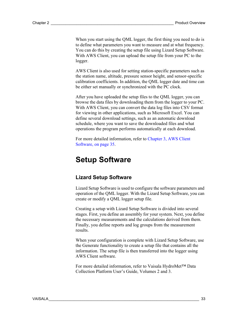 Setup software, Lizard setup software | Vaisala Hydromet Data Collection Platform User Manual | Page 35 / 160