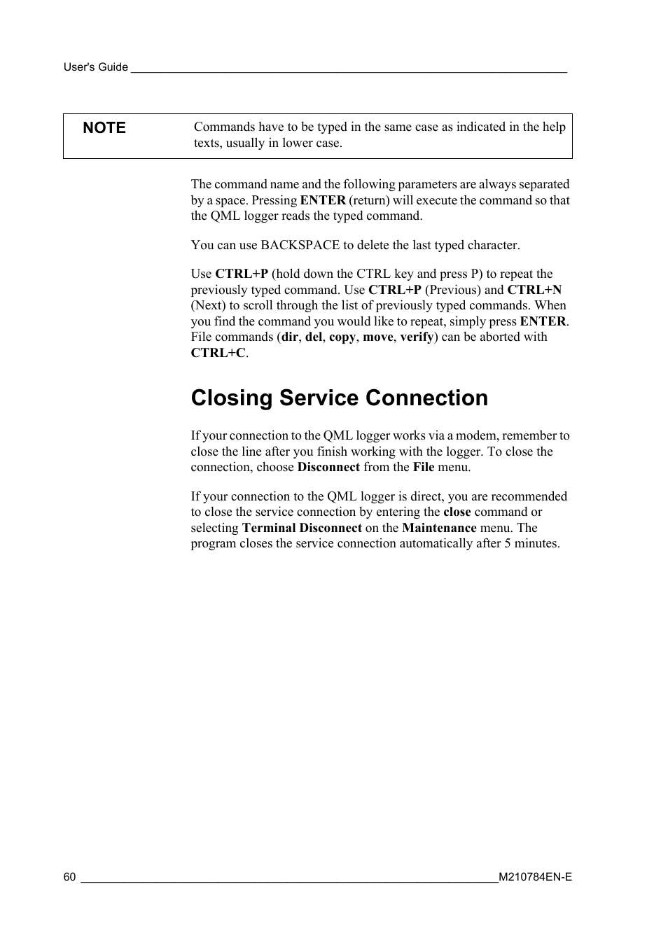 Closing service connection | Vaisala Hydromet Data Collection Platform User Manual | Page 62 / 160