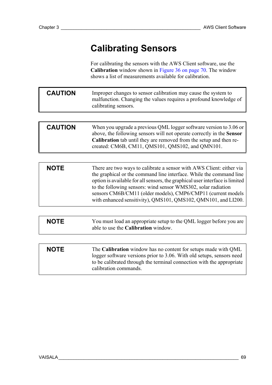 Calibrating sensors | Vaisala Hydromet Data Collection Platform User Manual | Page 71 / 160