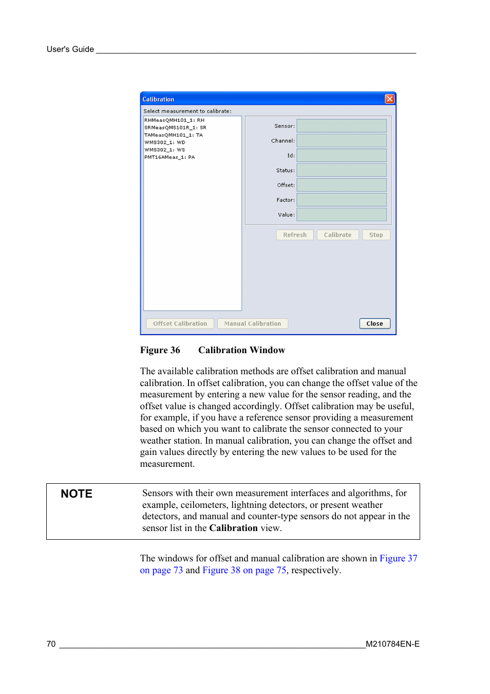Figure 36, Calibration window | Vaisala Hydromet Data Collection Platform User Manual | Page 72 / 160