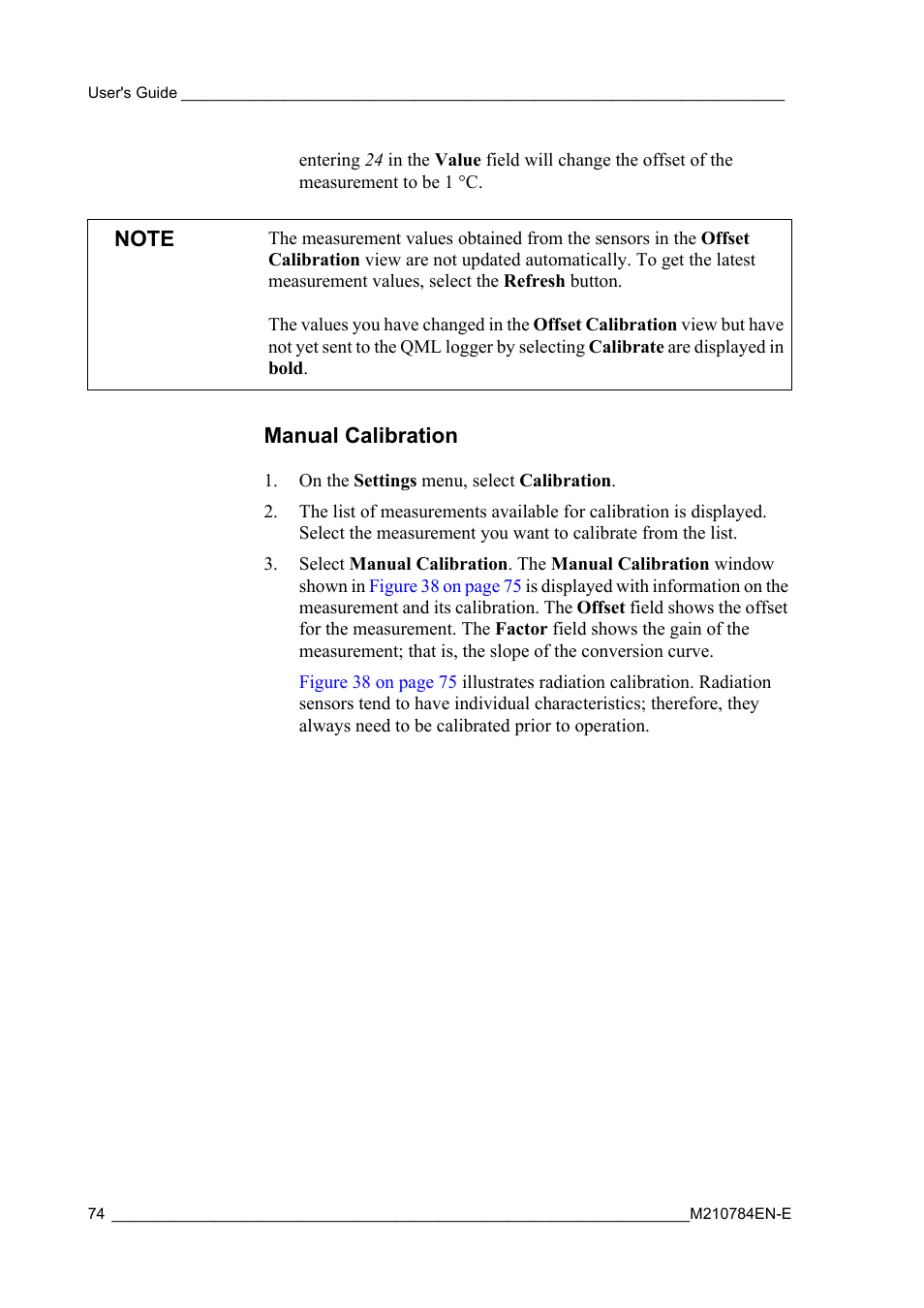 Manual calibration | Vaisala Hydromet Data Collection Platform User Manual | Page 76 / 160