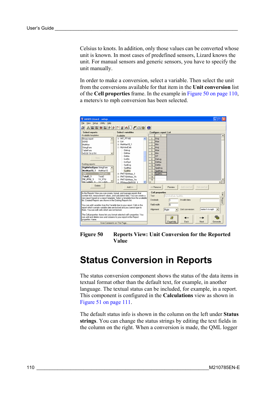 Status conversion in reports, Figure 50 | Vaisala Hydromet Data Collection Platform User Manual | Page 112 / 218
