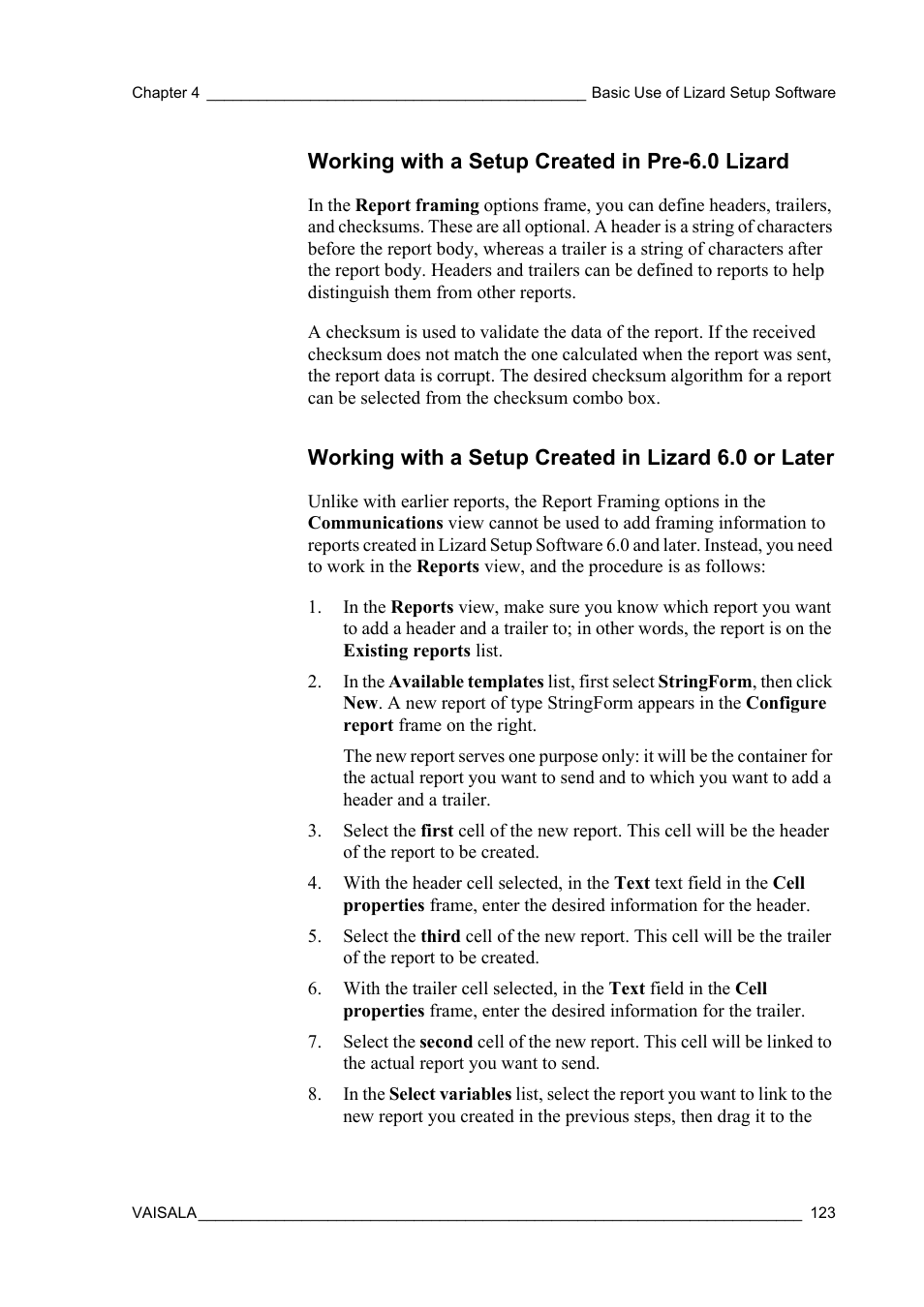 Working with a setup created in pre-6.0 lizard | Vaisala Hydromet Data Collection Platform User Manual | Page 125 / 218