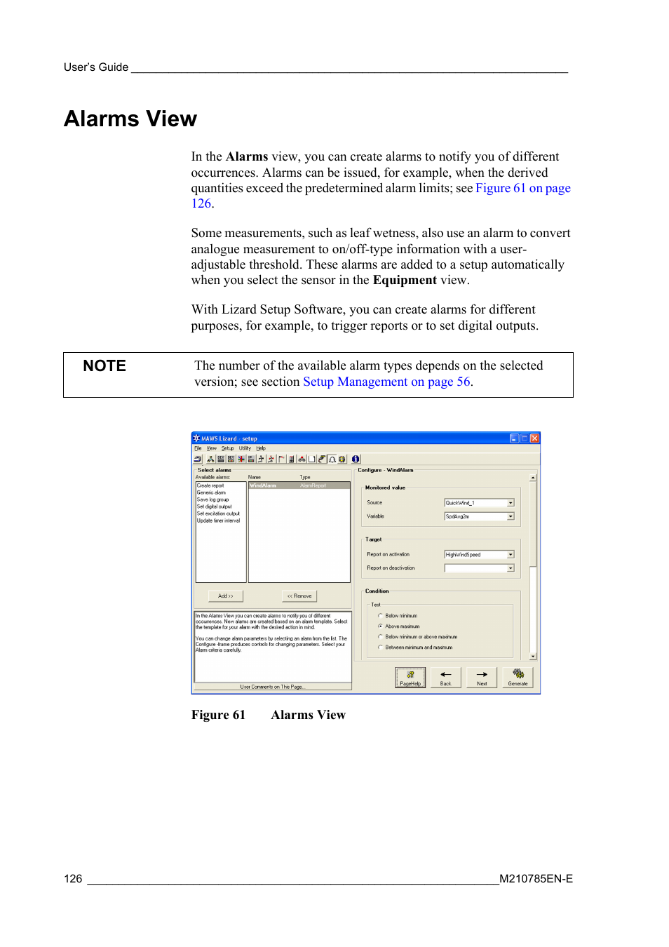 Alarms view, Figure 61 | Vaisala Hydromet Data Collection Platform User Manual | Page 128 / 218