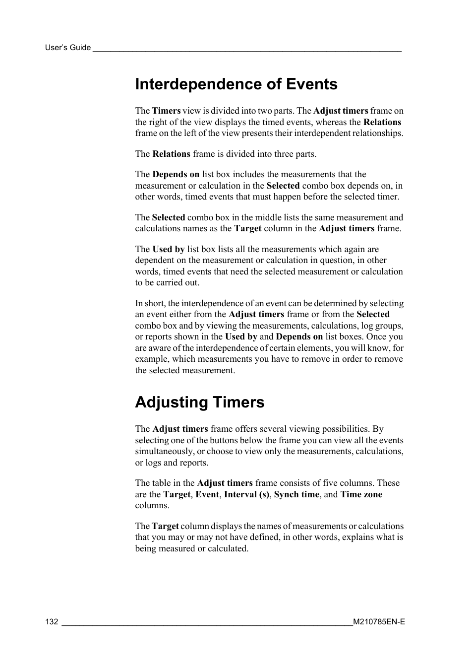 Interdependence of events, Adjusting timers, Interdependence of events adjusting timers | Vaisala Hydromet Data Collection Platform User Manual | Page 134 / 218