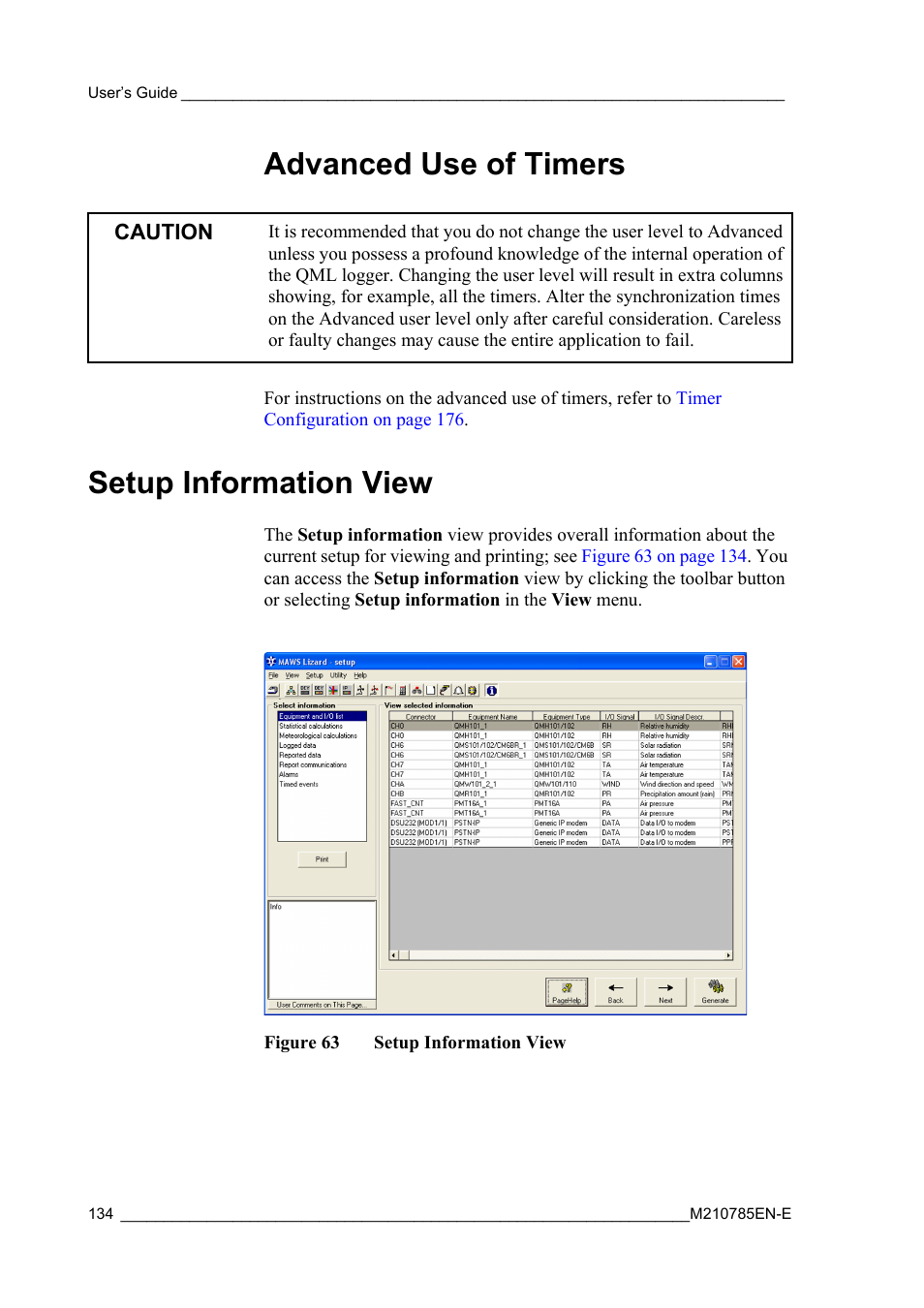 Advanced use of timers, Setup information view, Figure 63 | Setup information view on | Vaisala Hydromet Data Collection Platform User Manual | Page 136 / 218