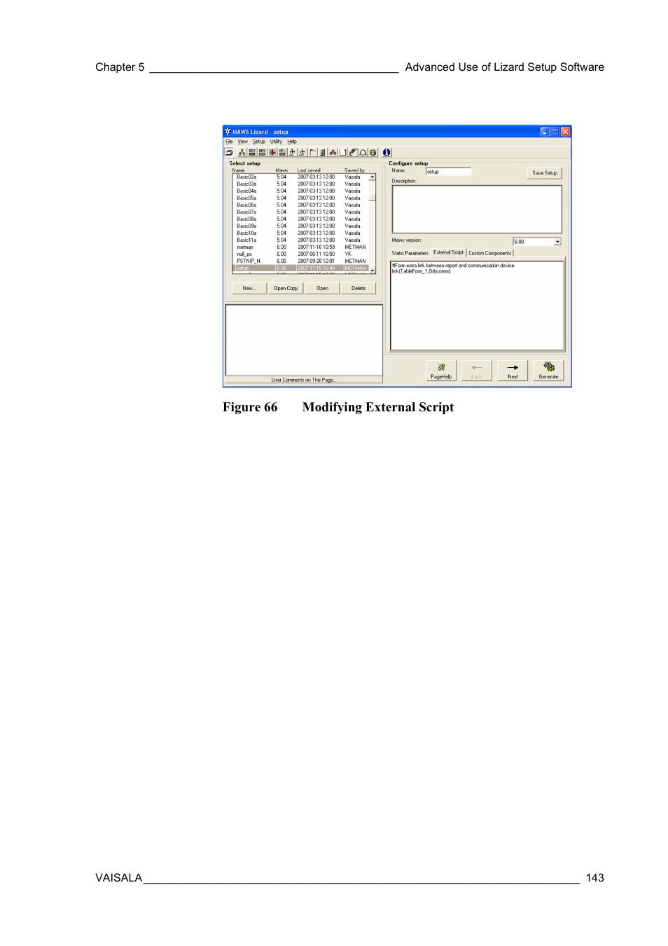 Figure 66, Modifying external script, Figure 66 modifying external script | Vaisala Hydromet Data Collection Platform User Manual | Page 145 / 218
