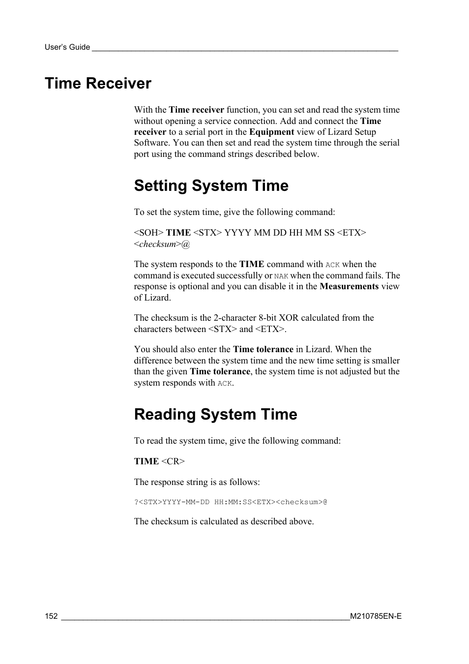 Time receiver, Setting system time, Reading system time | Setting system time reading system time | Vaisala Hydromet Data Collection Platform User Manual | Page 154 / 218