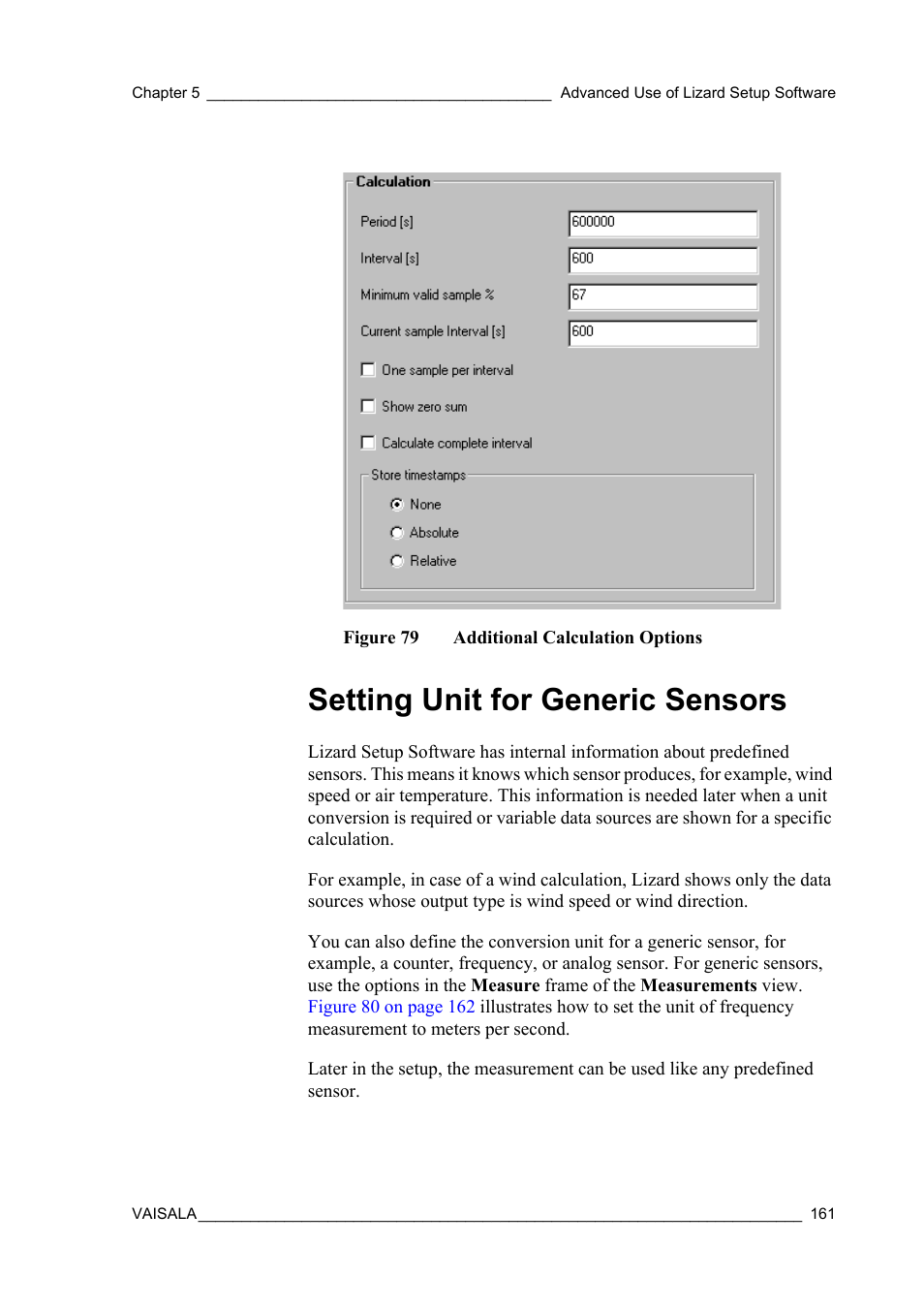 Setting unit for generic sensors, Figure 79, Additional calculation options | G configurations (refer to, Figure 79 on | Vaisala Hydromet Data Collection Platform User Manual | Page 163 / 218