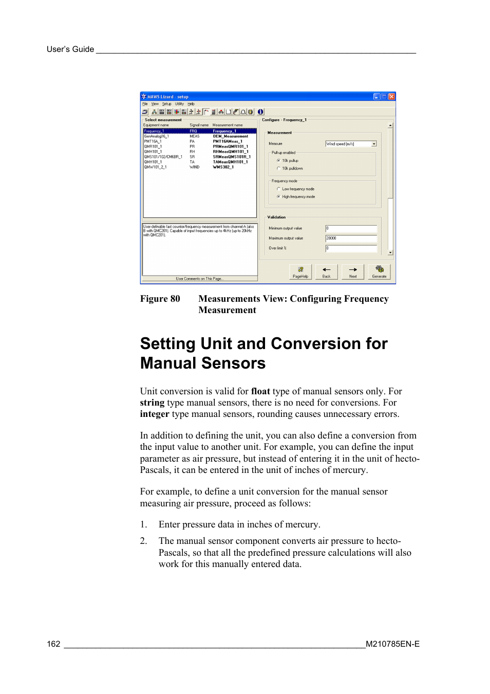 Setting unit and conversion for manual sensors, Figure 80 | Vaisala Hydromet Data Collection Platform User Manual | Page 164 / 218
