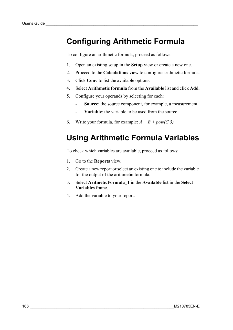 Configuring arithmetic formula, Using arithmetic formula variables | Vaisala Hydromet Data Collection Platform User Manual | Page 168 / 218