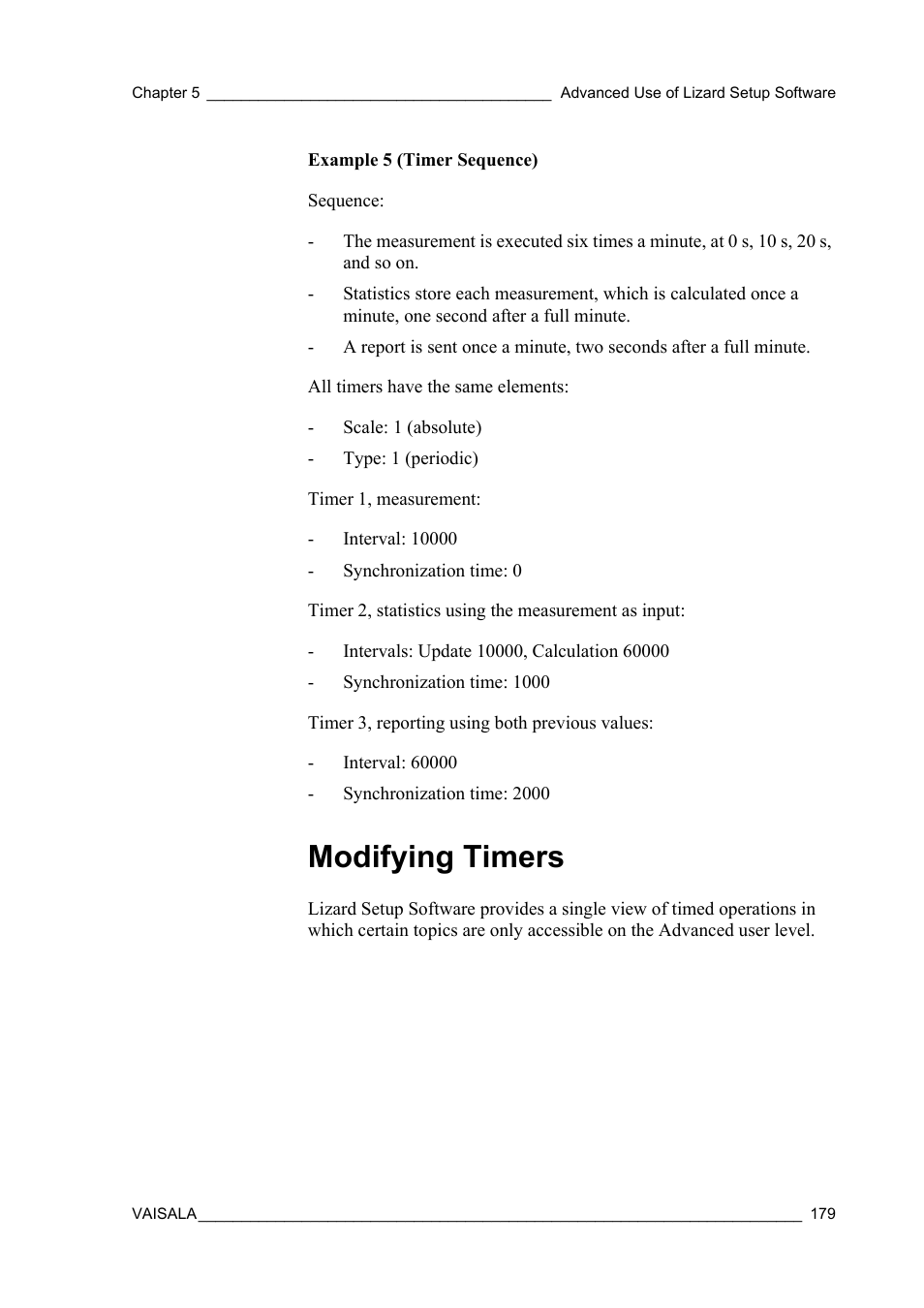 Modifying timers | Vaisala Hydromet Data Collection Platform User Manual | Page 181 / 218