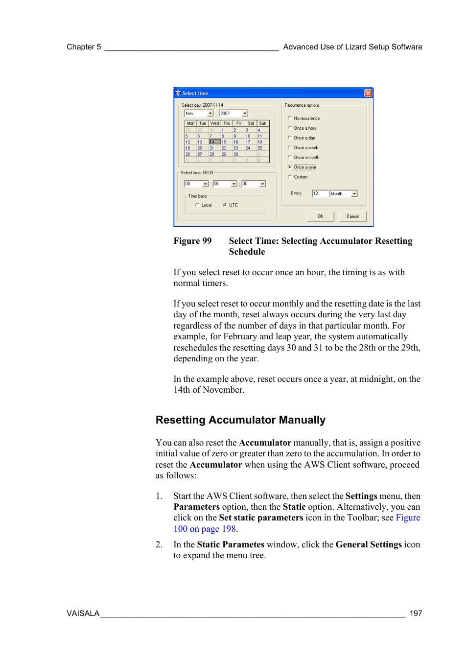 Resetting accumulator manually, Figure 99 | Vaisala Hydromet Data Collection Platform User Manual | Page 199 / 218