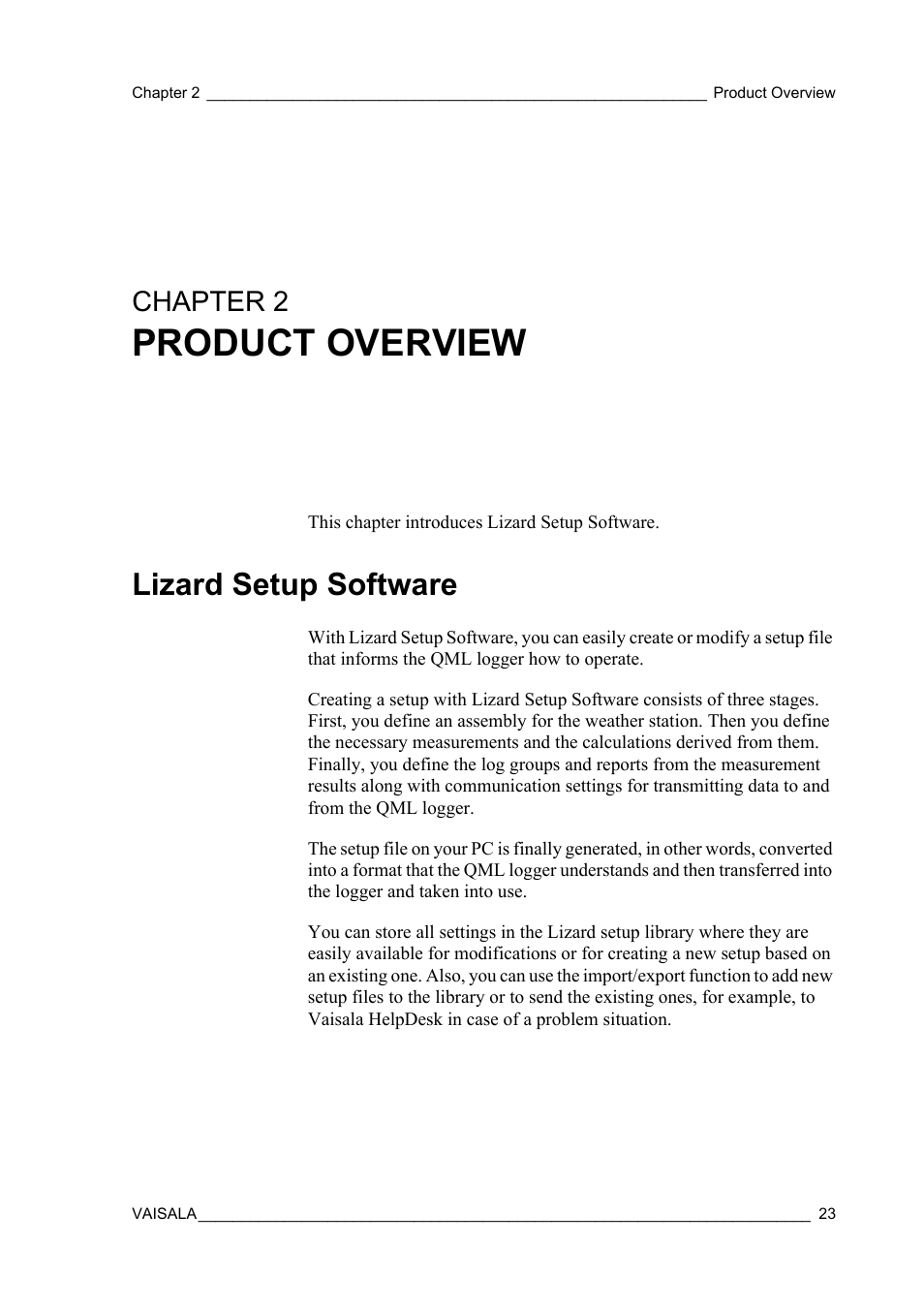 Chapter 2 product overview, Lizard setup software, Chapter 2 | Product overview | Vaisala Hydromet Data Collection Platform User Manual | Page 25 / 218