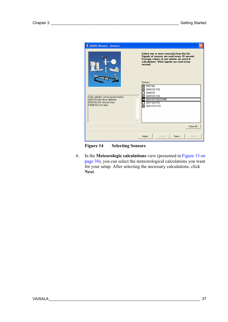 Figure 14, Selecting sensors | Vaisala Hydromet Data Collection Platform User Manual | Page 39 / 218
