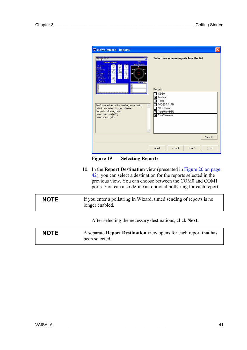 Figure 19, Selecting reports | Vaisala Hydromet Data Collection Platform User Manual | Page 43 / 218