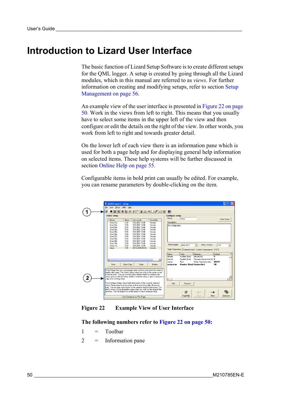 Introduction to lizard user interface, Figure 22, Example view of user interface | Vaisala Hydromet Data Collection Platform User Manual | Page 52 / 218