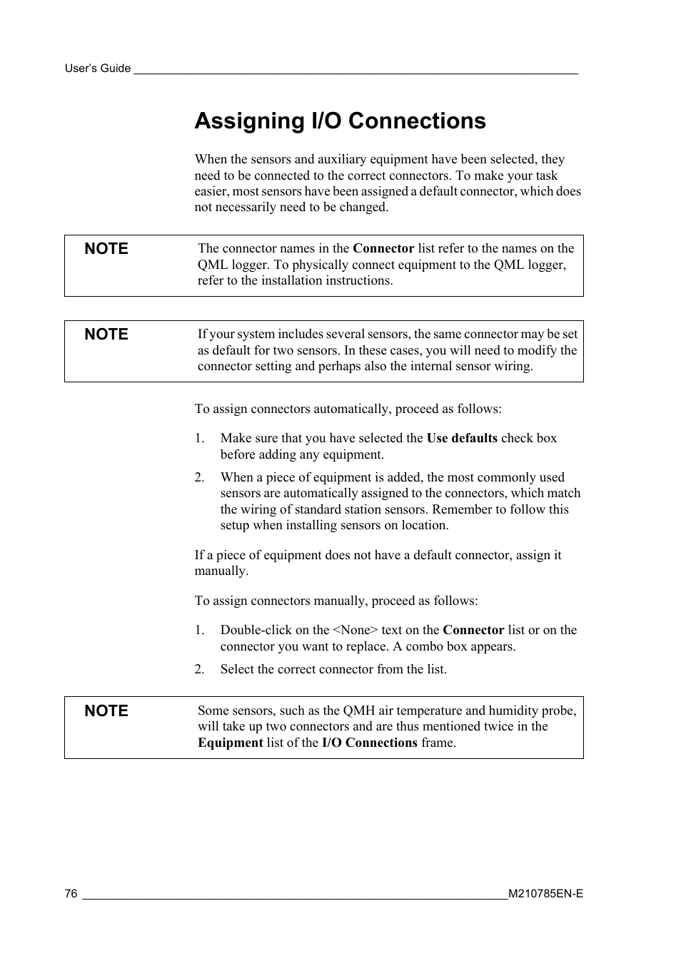 Assigning i/o connections | Vaisala Hydromet Data Collection Platform User Manual | Page 78 / 218