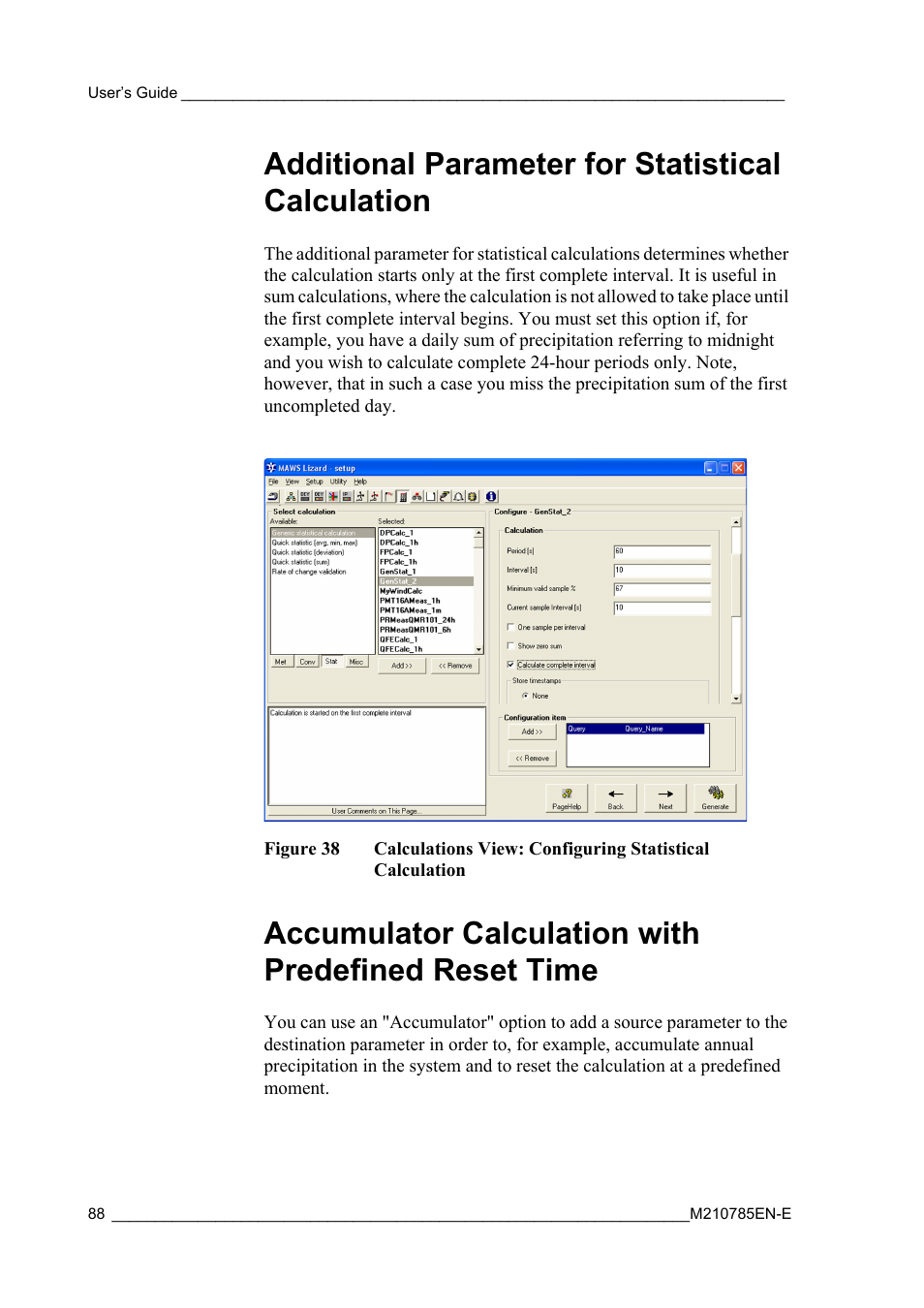 Additional parameter for statistical calculation, Accumulator calculation with predefined reset time, Figure 38 | Ecipitation (see section, Accumulator | Vaisala Hydromet Data Collection Platform User Manual | Page 90 / 218