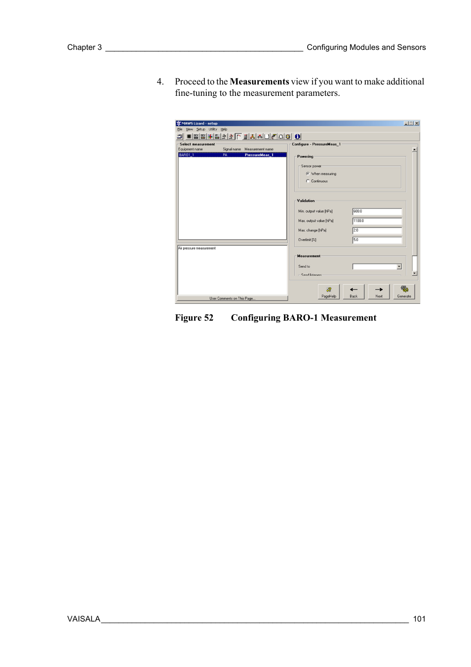 Figure 52, Configuring baro-1 measurement | Vaisala Hydromet Data Collection Platform User Manual | Page 103 / 384