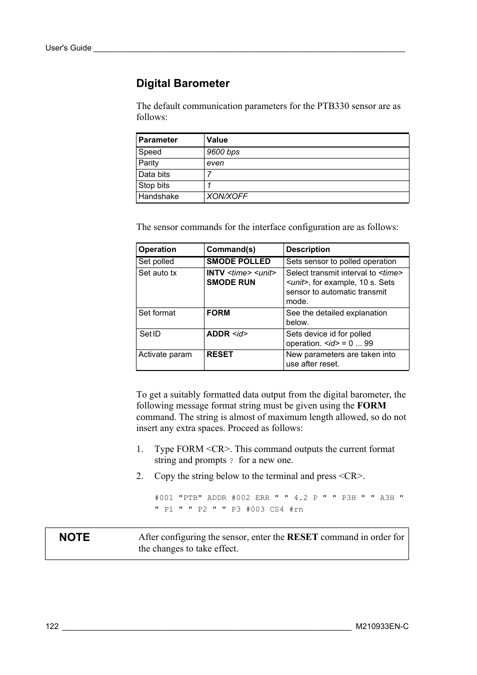 Digital barometer | Vaisala Hydromet Data Collection Platform User Manual | Page 124 / 384