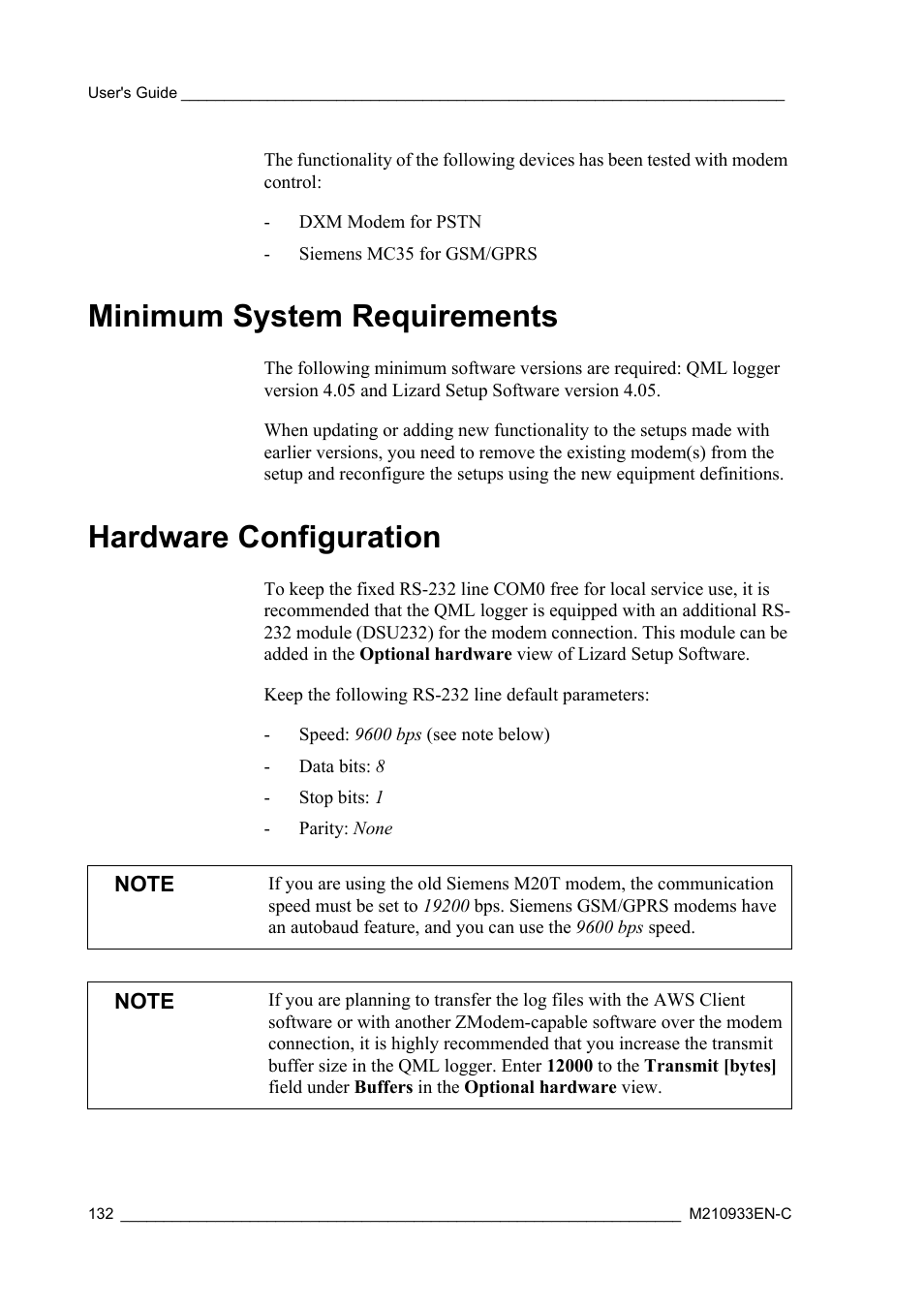 Minimum system requirements, Hardware configuration, Minimum system requirements hardware configuration | Vaisala Hydromet Data Collection Platform User Manual | Page 134 / 384