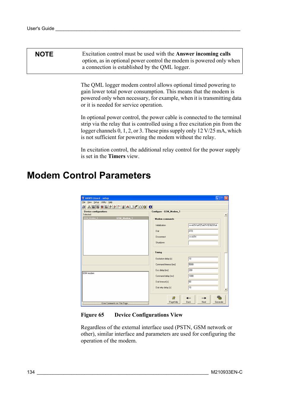 Modem control parameters, Figure 65, Device configurations view | Vaisala Hydromet Data Collection Platform User Manual | Page 136 / 384