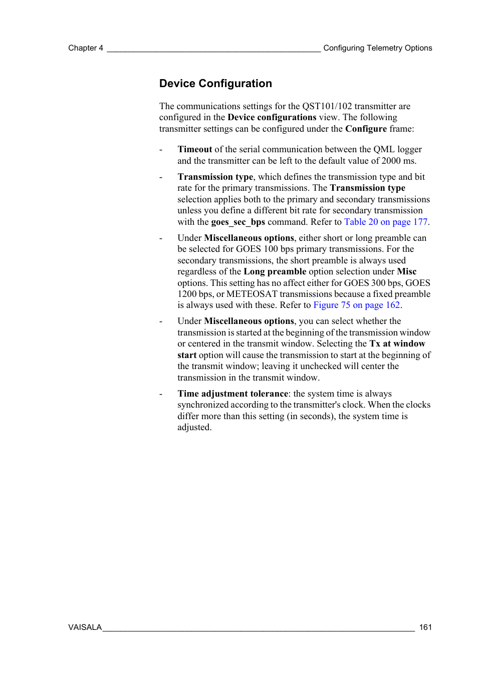 Device configuration | Vaisala Hydromet Data Collection Platform User Manual | Page 163 / 384