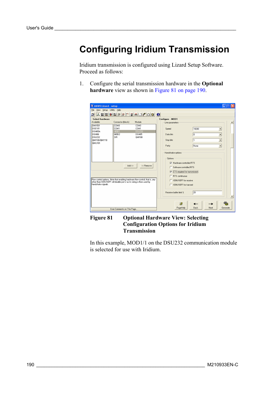 Configuring iridium transmission, Figure 81 | Vaisala Hydromet Data Collection Platform User Manual | Page 192 / 384