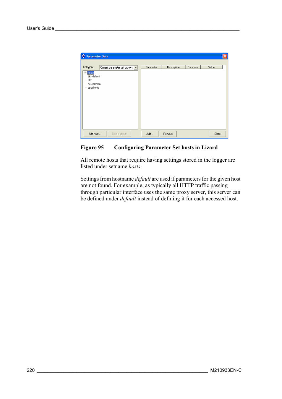 Figure 95, Configuring parameter set hosts in lizard | Vaisala Hydromet Data Collection Platform User Manual | Page 222 / 384