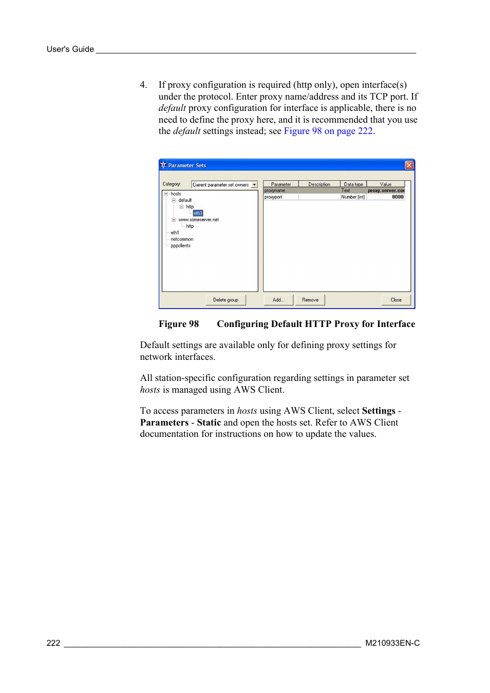 Figure 98, Configuring default http proxy for interface | Vaisala Hydromet Data Collection Platform User Manual | Page 224 / 384