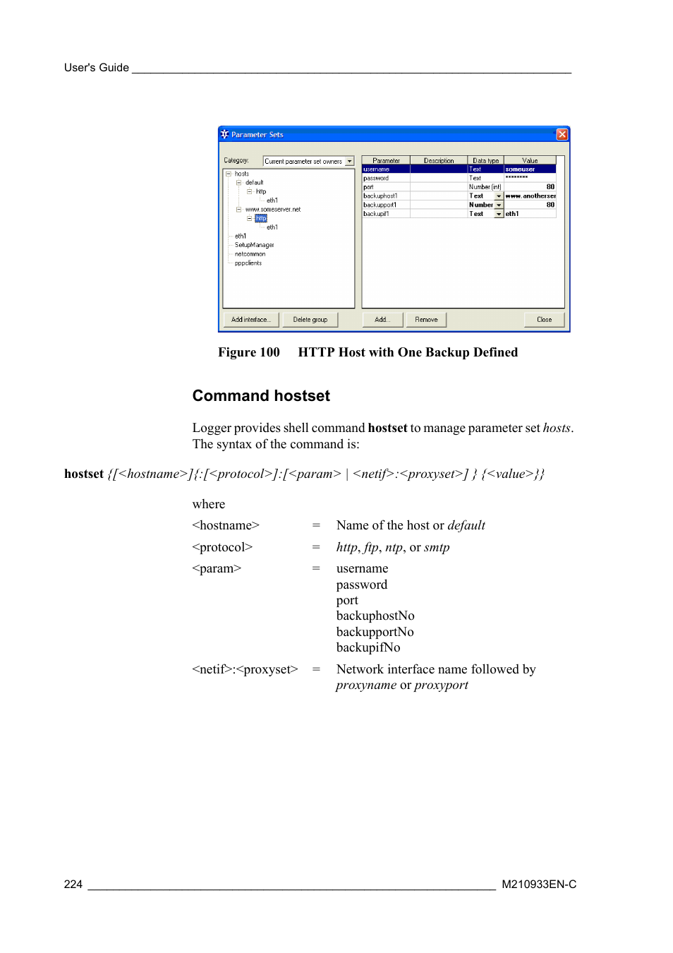 Command hostset, Figure 100 http host with one backup defined | Vaisala Hydromet Data Collection Platform User Manual | Page 226 / 384