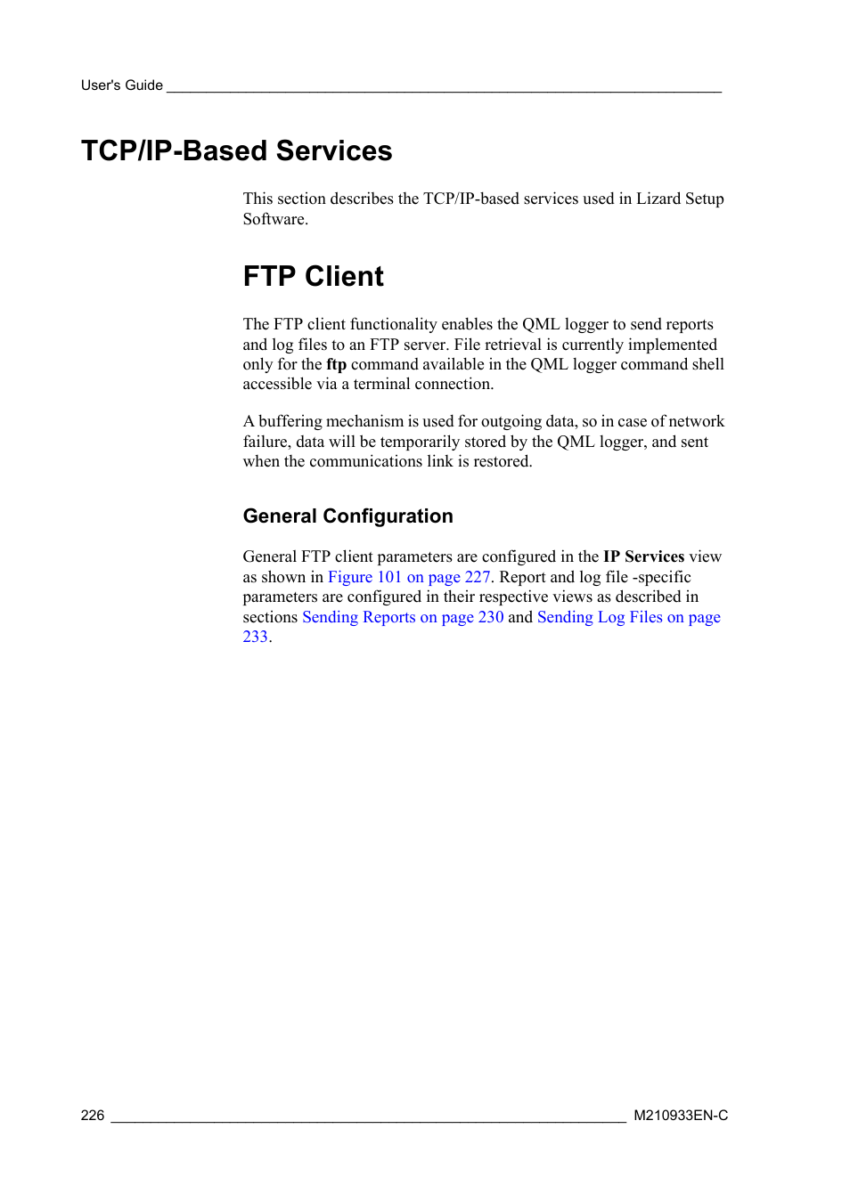 Tcp/ip-based services, Ftp client, General configuration | Vaisala Hydromet Data Collection Platform User Manual | Page 228 / 384