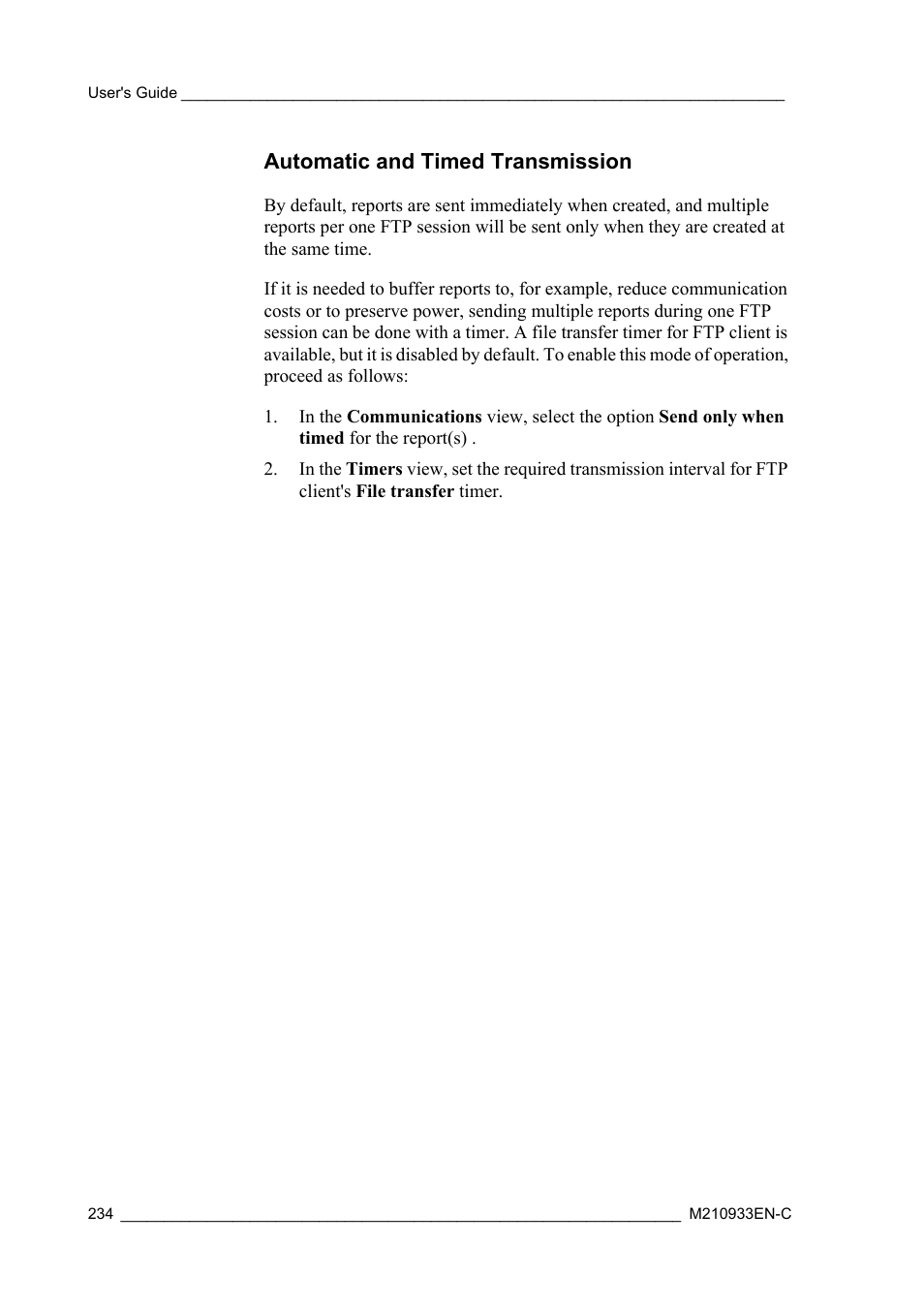 Automatic and timed transmission | Vaisala Hydromet Data Collection Platform User Manual | Page 236 / 384