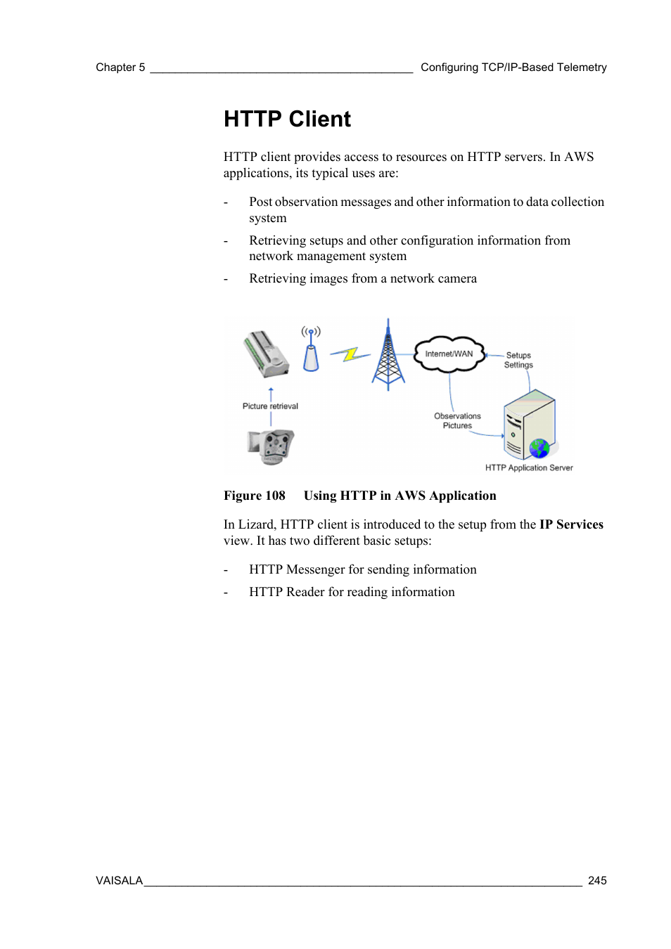Http client, Figure 108 using http in aws application | Vaisala Hydromet Data Collection Platform User Manual | Page 247 / 384
