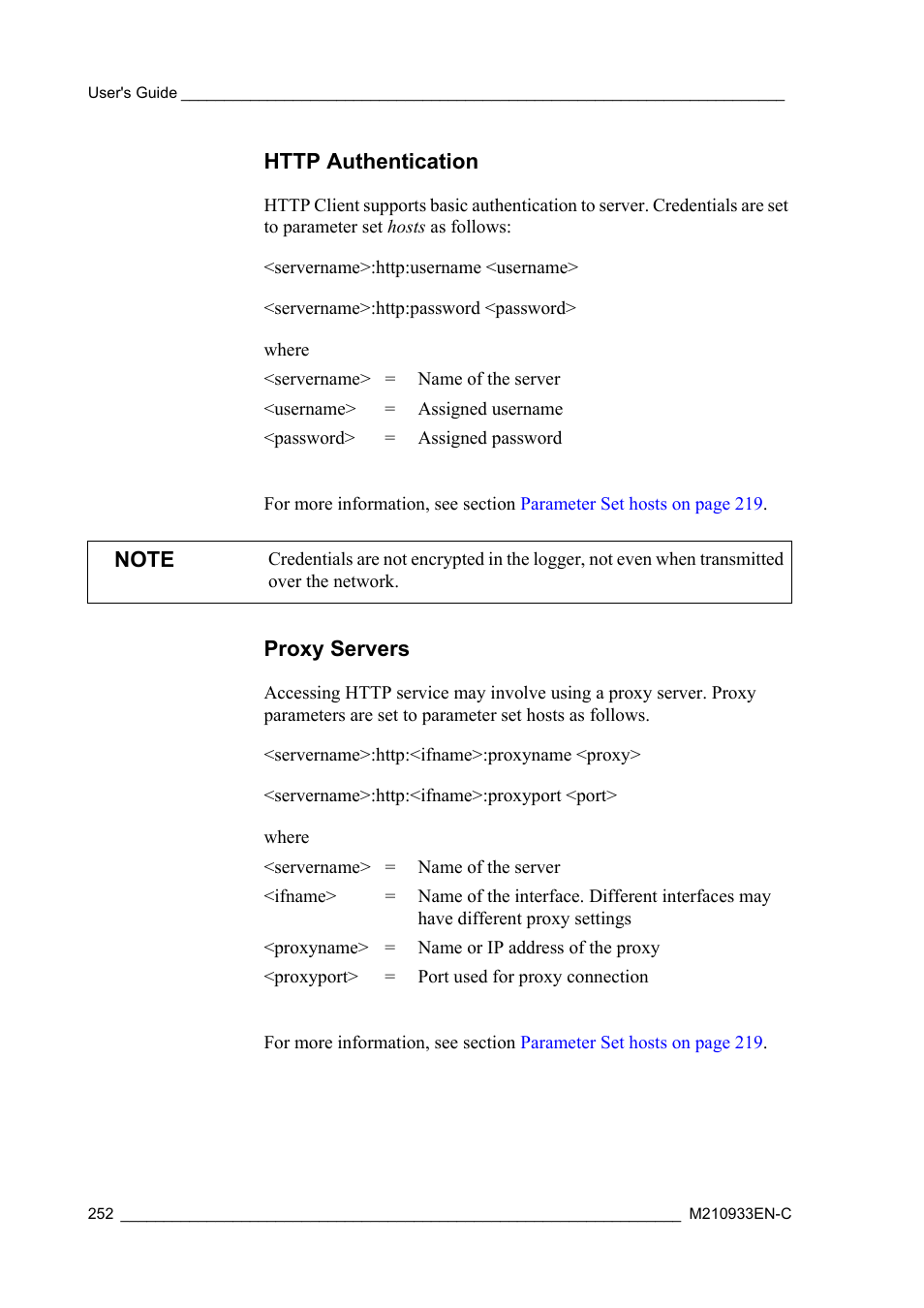 Http authentication, Proxy servers, Http authentication proxy servers | Vaisala Hydromet Data Collection Platform User Manual | Page 254 / 384
