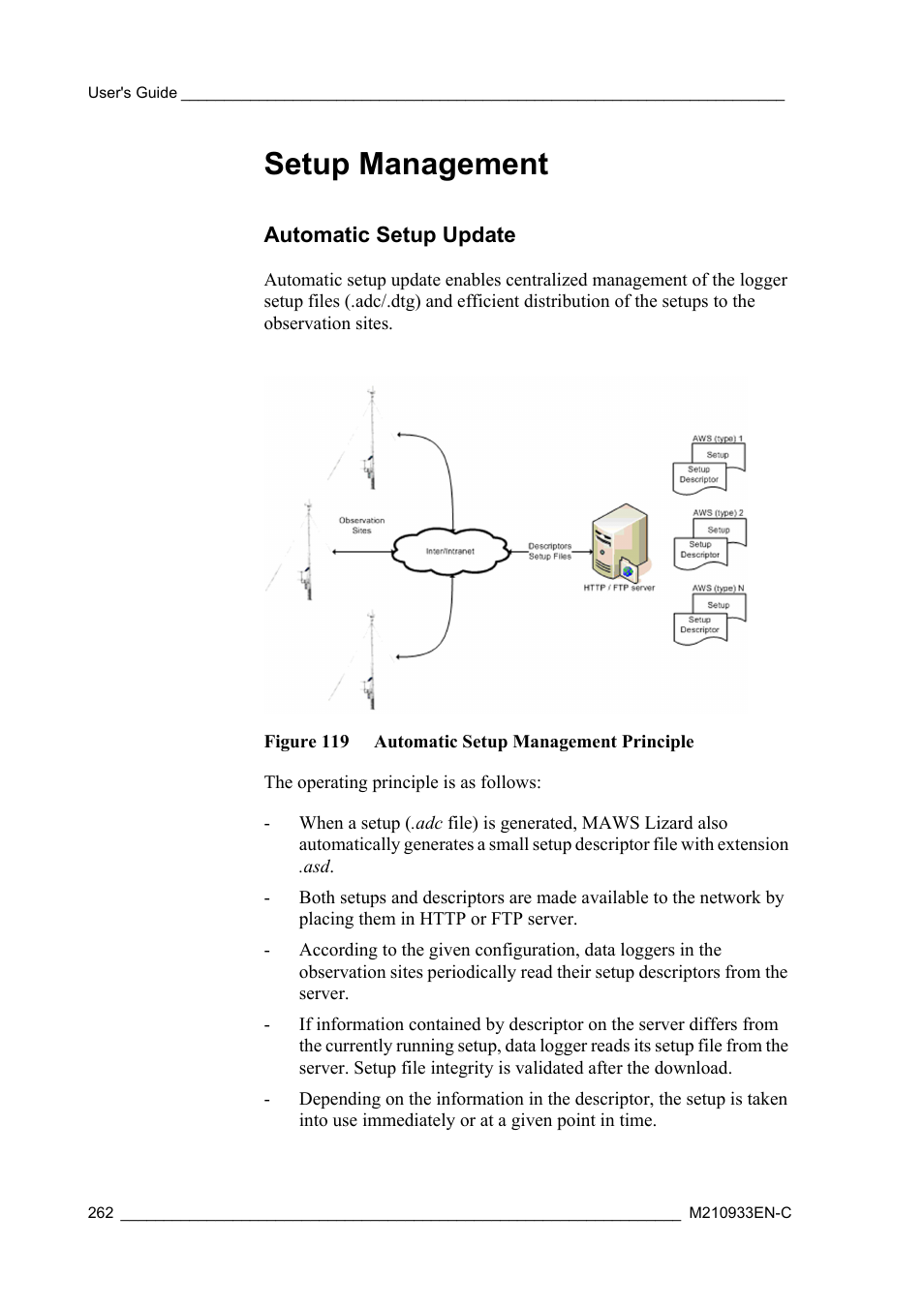Setup management, Automatic setup update, Figure 119 automatic setup management principle | Vaisala Hydromet Data Collection Platform User Manual | Page 264 / 384