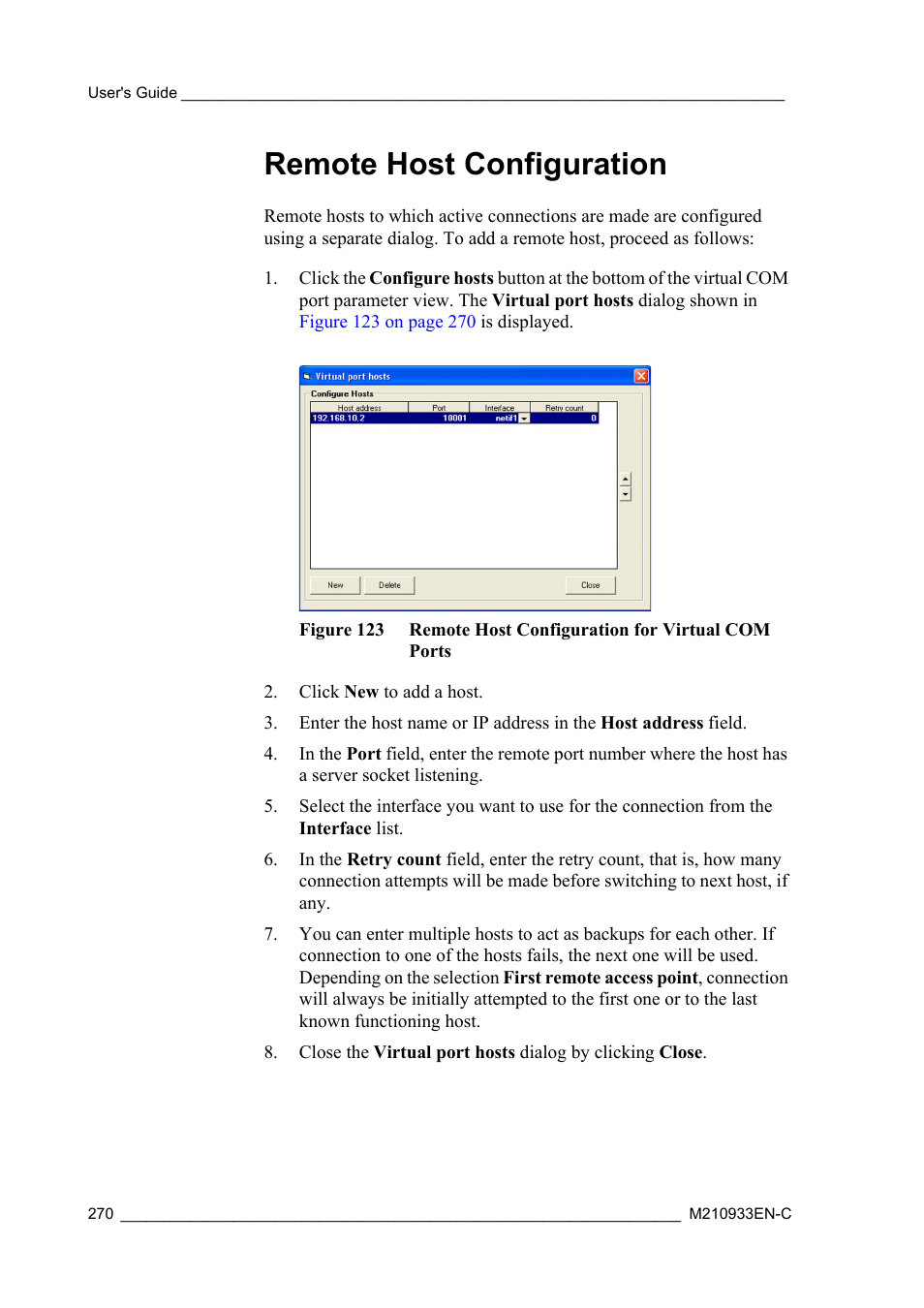 Remote host configuration | Vaisala Hydromet Data Collection Platform User Manual | Page 272 / 384