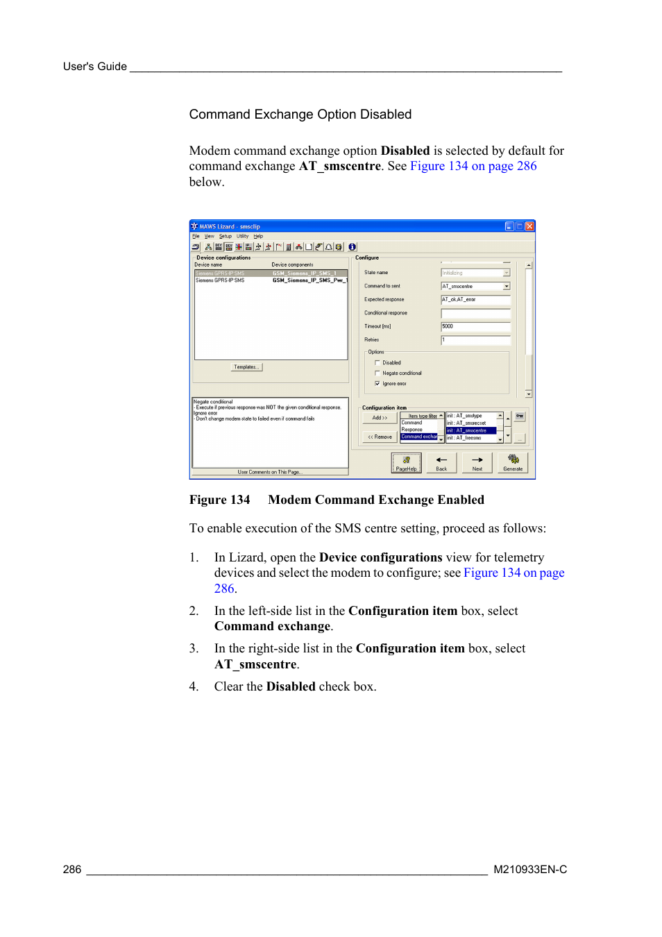 Command exchange option disabled, Figure 134 modem command exchange enabled | Vaisala Hydromet Data Collection Platform User Manual | Page 288 / 384