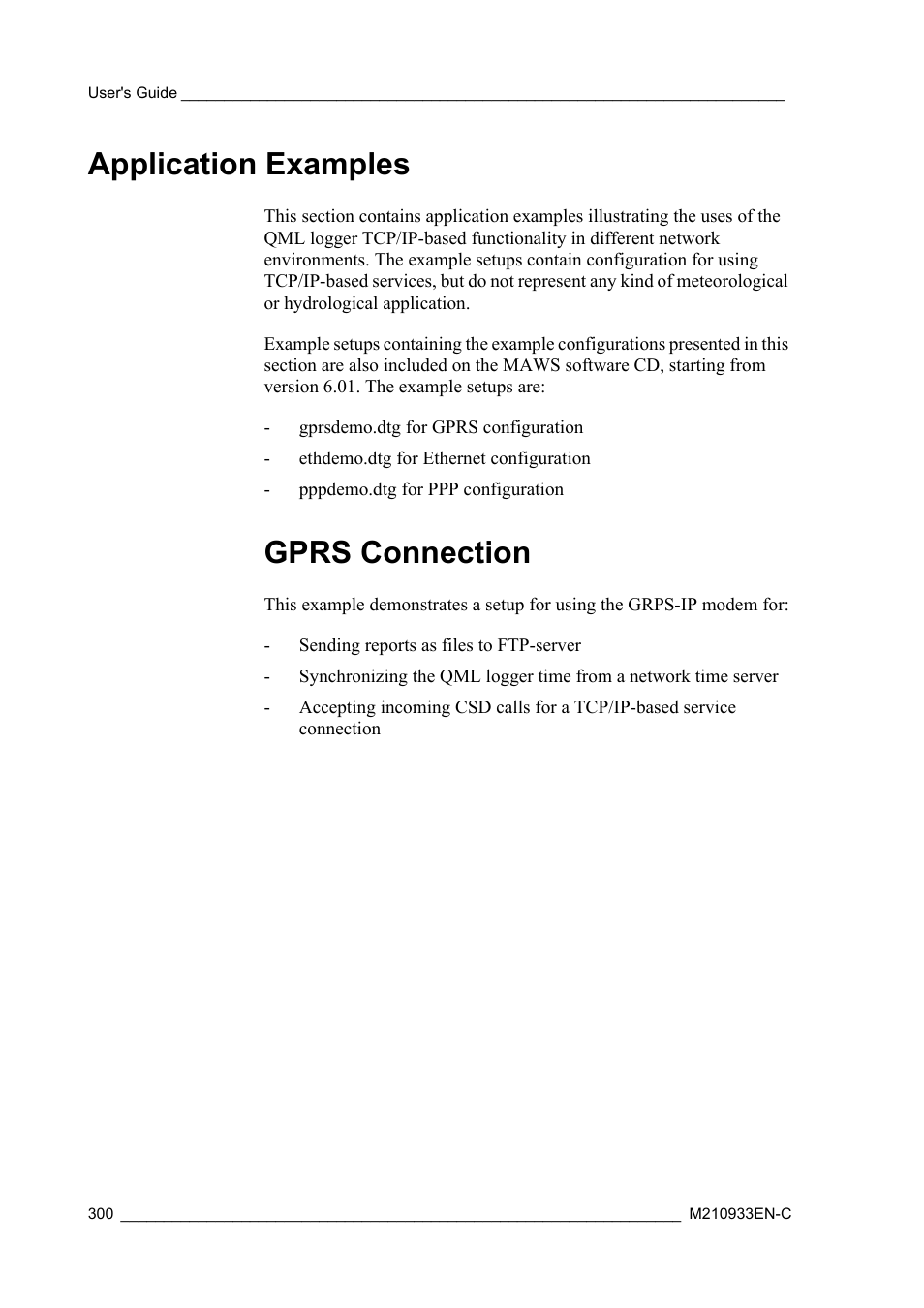 Application examples, Gprs connection | Vaisala Hydromet Data Collection Platform User Manual | Page 302 / 384